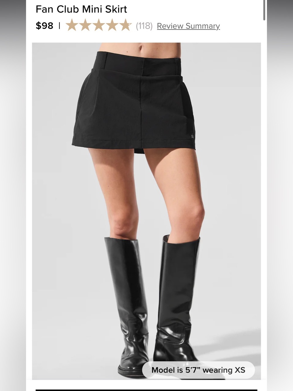 ALO FAN CLUB MINI SKIRY SKORT BALCK S